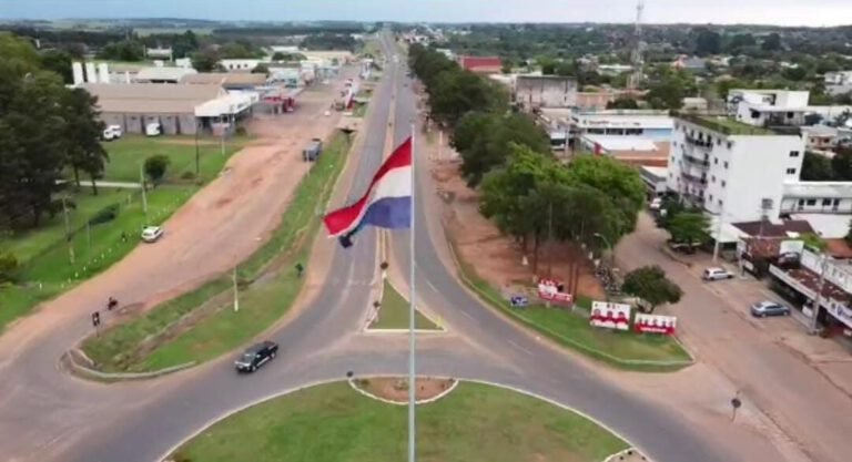 Rotondo-with-Paraguay-flag-in-Campo9-Doctor-Juan-Eulogio-Estigarribia-near-Properties-of-AlePar-SA-for-sale